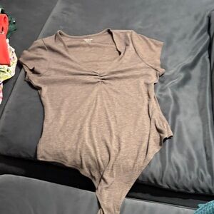 American Eagle Outfitters Brown Asymmetrical Bodysuit